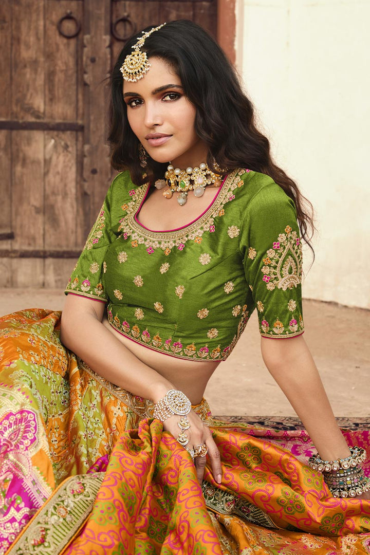 Silk Fabric Mustard Color Beguiling Wedding Wear Vartika Singh Lehenga