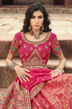 Load image into Gallery viewer, Pink Color Silk Fabric Ravishing Wedding Wear Lehenga
