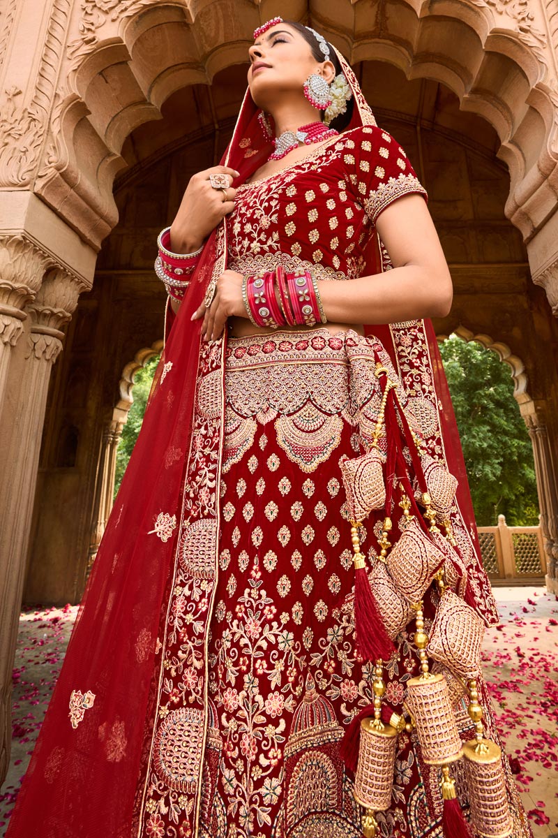 Alluring Georgette Fabric Maroon Color Bridal Look Lehenga