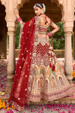 Load image into Gallery viewer, Alluring Georgette Fabric Maroon Color Bridal Look Lehenga
