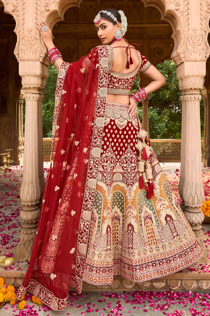 Alluring Georgette Fabric Maroon Color Bridal Look Lehenga