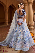 Load image into Gallery viewer, Light Cyan Color Georgette Fabric Elegant Bridal Look Lehenga

