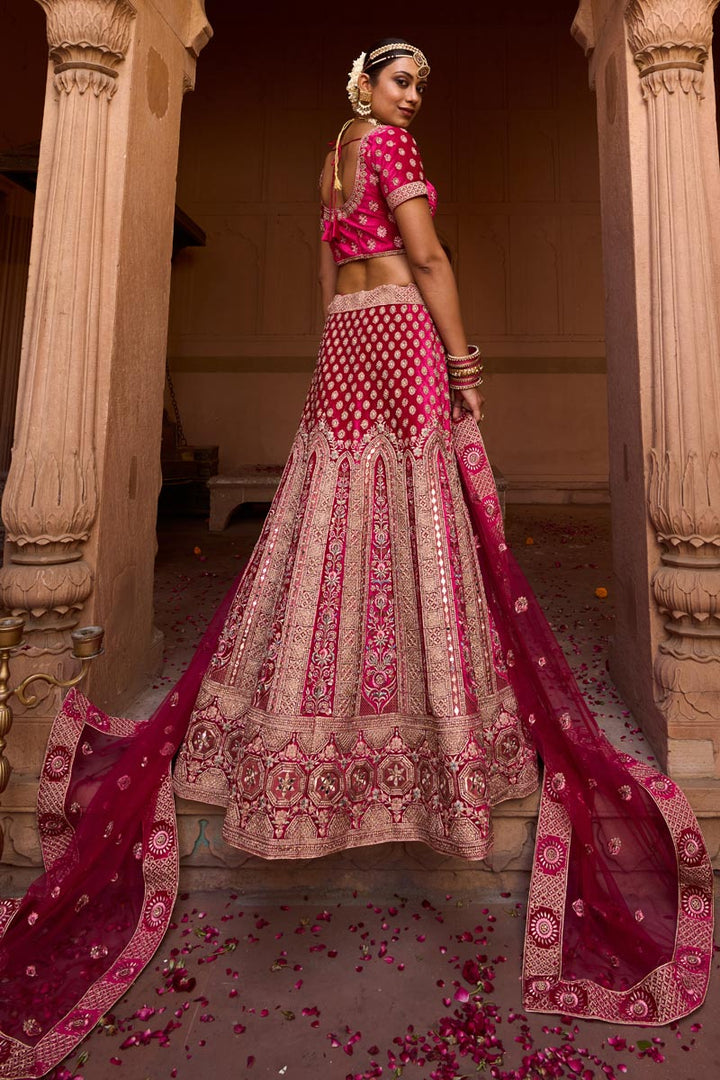 Rani Color Georgette Fabric Tempting Bridal Look Lehenga