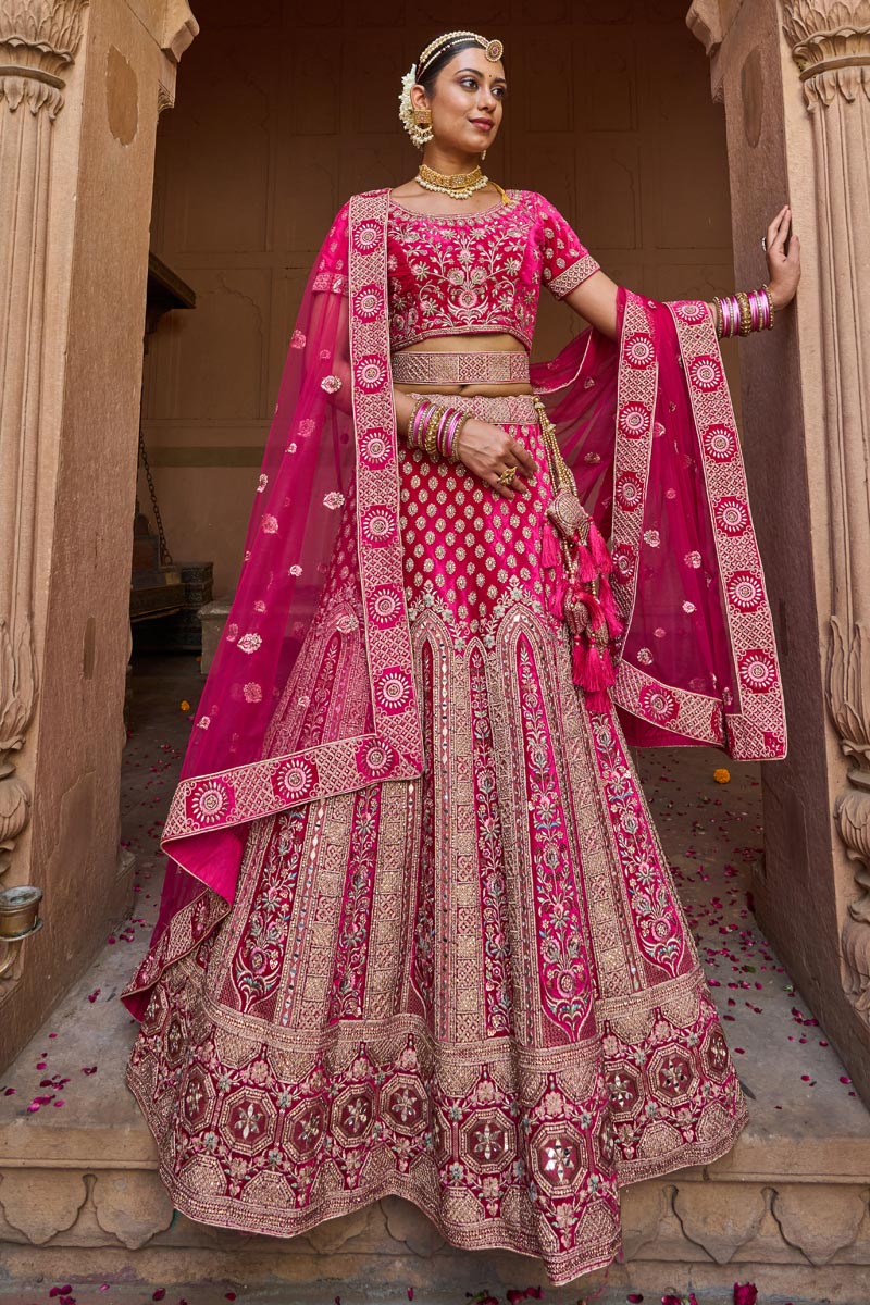 Rani Color Georgette Fabric Tempting Bridal Look Lehenga