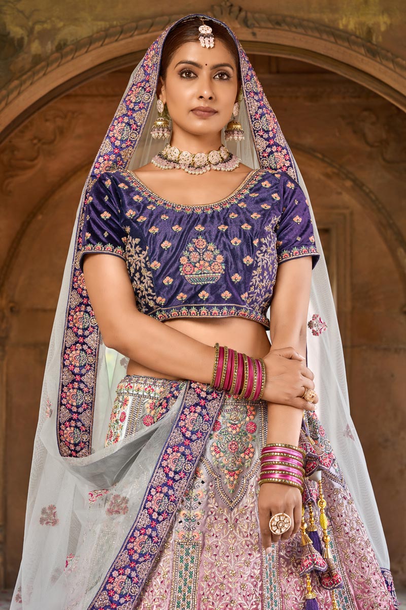 Charming Multi Color Georgette Fabric Bridal Look Lehenga