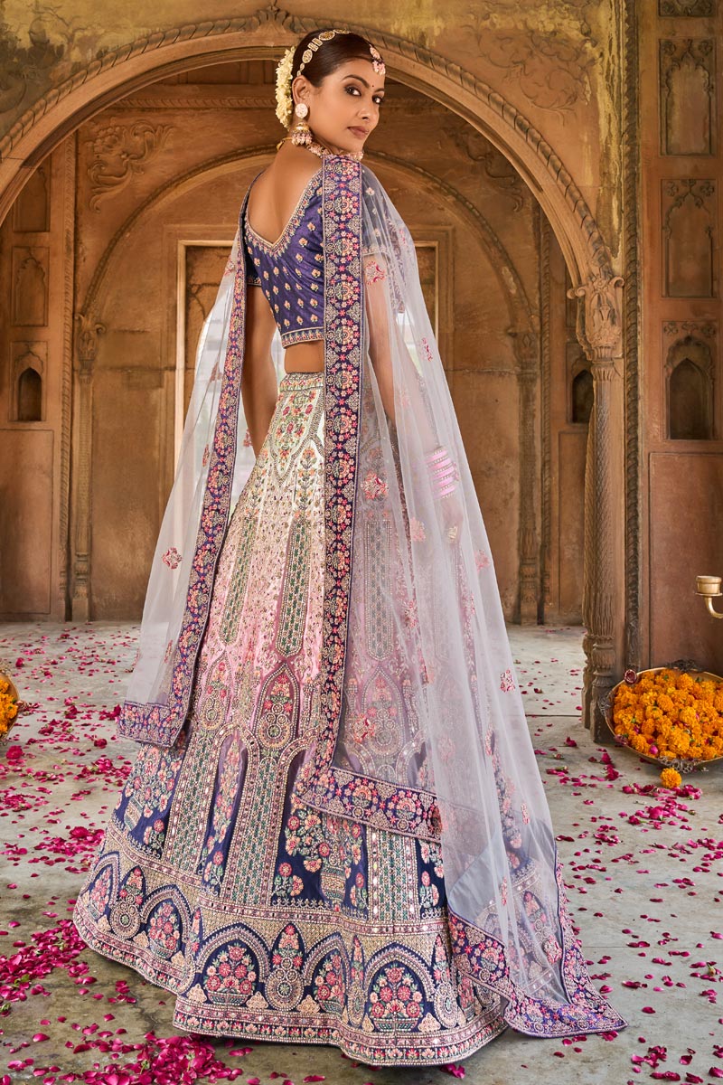 Charming Multi Color Georgette Fabric Bridal Look Lehenga