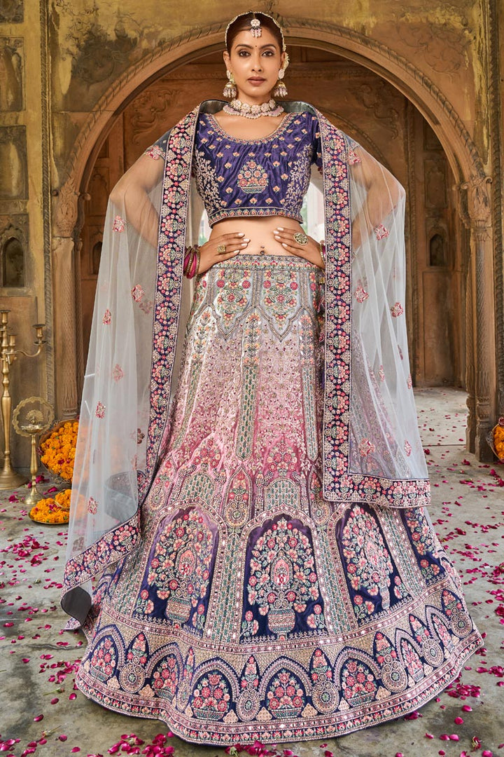 Charming Multi Color Georgette Fabric Bridal Look Lehenga