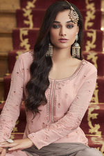 Load image into Gallery viewer, Function Wear Pink Color Embroidered Palazzo Suit In Georgette Fabric
