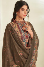 Load image into Gallery viewer, Brown Color Fancy Digital Printed Pashmina Fabric Salwar Suit
