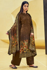 Load image into Gallery viewer, Fancy Fabric Function Wear Printed Brown Color Palazzo Suit
