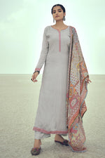 Load image into Gallery viewer, Fancy Fabric Festive Wear Simple Embroidered Grey Color Designer Salwar Suit
