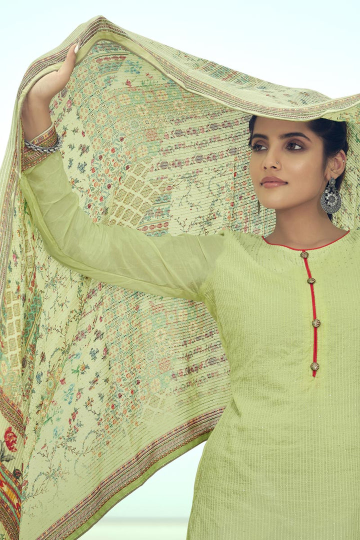 Embroidered Sea Green Color Fancy Fabric Designer Salwar Suit