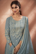 Load image into Gallery viewer, Embroidered Grey Color Palazzo Suit In Fancy Fabric
