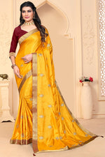 Load image into Gallery viewer, Yellow Color Art Silk Saree With Remarkable Border Work
