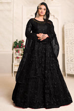 Load image into Gallery viewer, Embroidered Net Fabric Black Color Function Wear Anarkali Salwar Suit

