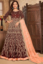 Load image into Gallery viewer, Maroon Color Velvet Fabric Function Wear Embroidered Attractive Anarkali Suit
