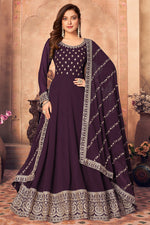 Load image into Gallery viewer, Purple Color Function Wear Embroidered Anarkali Suit In Georgette Fabric
