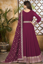 Load image into Gallery viewer, Precious Burgundy Color Georgette Fabric Anarkali Suit With Embroidered Work
