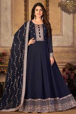 Load image into Gallery viewer, Navy Blue Color Georgette Fabric Elegant Embroidered Anarkali Suit
