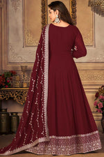 Load image into Gallery viewer, Maroon Color Embellished Embroidered Anarkali Suit In Georgette Fabric
