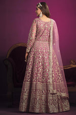 Load image into Gallery viewer, Net Fabric Pink Color Embroidered Winsome Anarkali Suit
