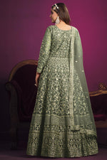 Load image into Gallery viewer, Creative Embroidered Net Fabric Anarkali Suit In Green Color
