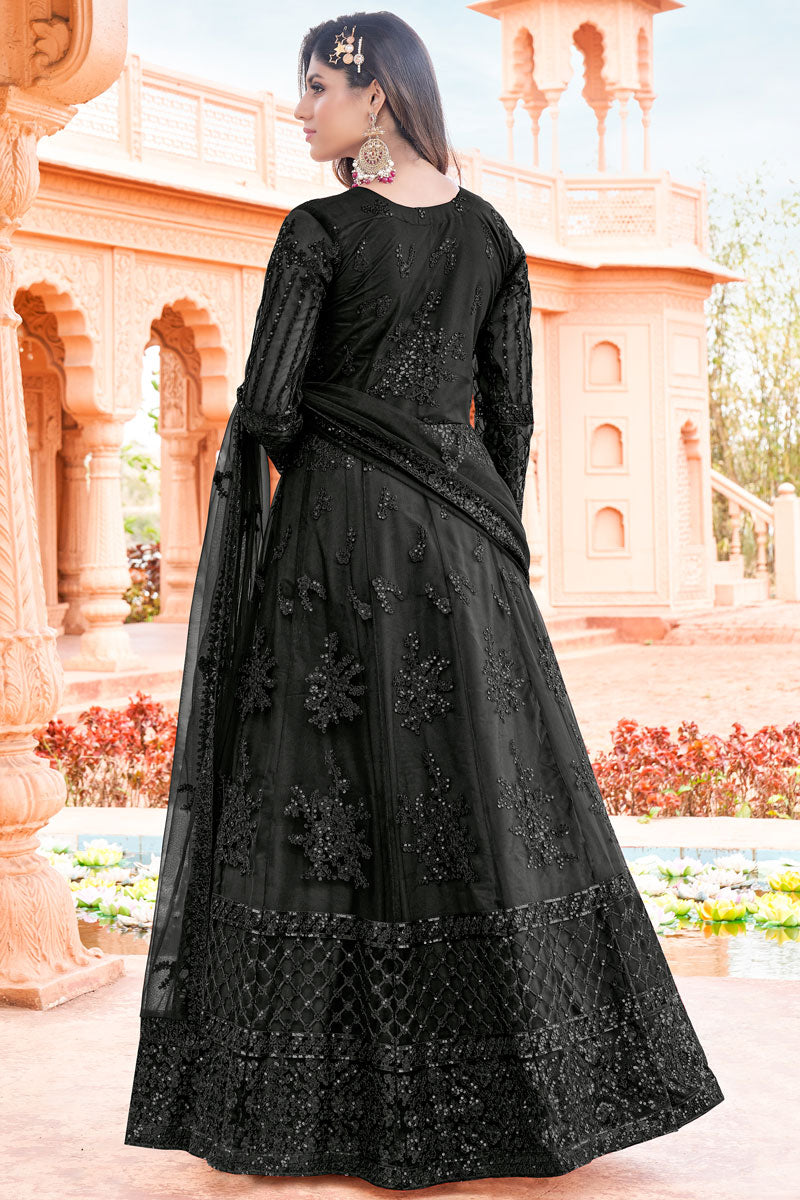 Charming Black Net Embroidered Anarkali Salwar Suit