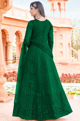 Alluring Net Green Embroidered Anarkali Salwar Suit