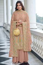 Load image into Gallery viewer, Chinon Fabric Function Wear Beatific Palazzo Suit In Peach Color
