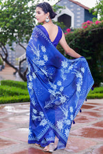 Load image into Gallery viewer, Blazing Blue Color Georgette Saree
