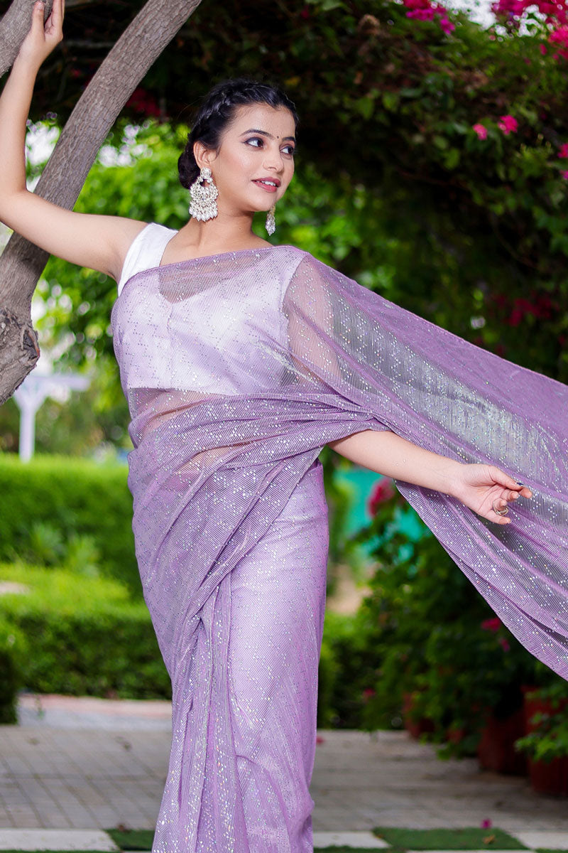 Purple Color Beatific Fancy Fabric Saree