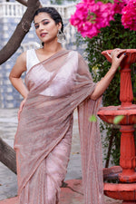 Load image into Gallery viewer, Tempting Chikoo Color Fancy Fabric Saree
