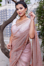 Load image into Gallery viewer, Tempting Chikoo Color Fancy Fabric Saree
