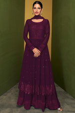Load image into Gallery viewer, Bewitching Georgette Fabric Vartika Sing Palazzo Suit In PurpleColor
