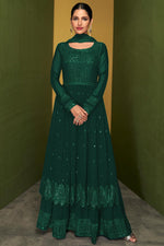 Load image into Gallery viewer, Ingenious Georgette Fabric Dark GreenColor  Vartika Sing Palazzo Suit

