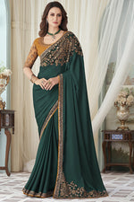 Load image into Gallery viewer, Gilded Silk Border Green Contemporary Style Saree
