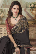 Load image into Gallery viewer, Groovy Silk Grey Embroidered Trendy Saree
