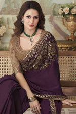 Load image into Gallery viewer, Ethnic Border Purple Classic Saree

