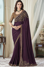 Load image into Gallery viewer, Ethnic Border Purple Classic Saree
