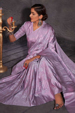 Load image into Gallery viewer, Marvellous Colored Zari Weaving Work Art Silk Grey Saree
