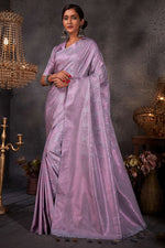Load image into Gallery viewer, Marvellous Colored Zari Weaving Work Art Silk Grey Saree
