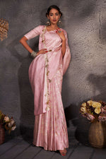 Load image into Gallery viewer, Dazzling Colored Zari Weaving Work Art Silk Cream Color Saree
