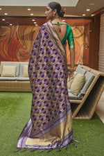 Load image into Gallery viewer, Wedding Wear Art Silk Fabric Weaving Work Saree In Purple Color
