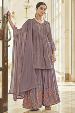 Load image into Gallery viewer, Chinon Fabric Lavender Color Function Wear Spectacular Palazzo Suit
