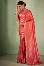 Load image into Gallery viewer, Kanjivaram Silk Red Color Patterned Saree
