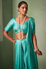 Load image into Gallery viewer, Cyan Color Kanjivaram Silk Engaging Saree
