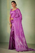Load image into Gallery viewer, Kanjivaram Silk Lavender Color Riveting Saree
