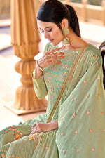 Load image into Gallery viewer, Bright Sea Green Color Viscose Fabric Salwar Kameez In Embroidered Work
