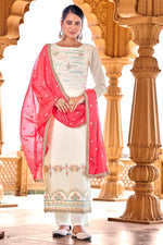 Load image into Gallery viewer, Off White Color Party Wear Beautiful Salwar Kameez In Viscose Fabric
