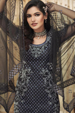 Load image into Gallery viewer, Captivating Net Fabric Party Wear Embroidered Salwar Suit Featuring Vartika Singh In Black Color
